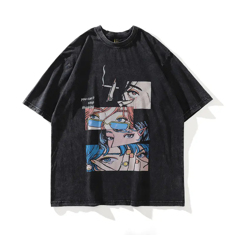 Vintage Streetwear Graffiti T-Shirt for Men